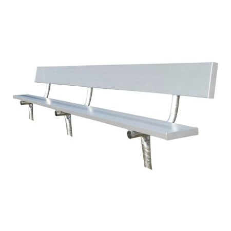 Gt Grandstands By Ultraplay 15' Aluminum Team Bench w/ Back, In Ground Mount BE-PB01500